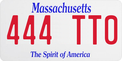 MA license plate 444TT0