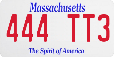 MA license plate 444TT3