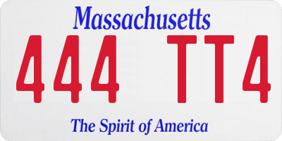MA license plate 444TT4