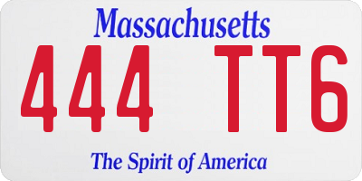 MA license plate 444TT6