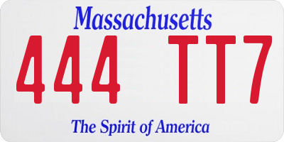 MA license plate 444TT7