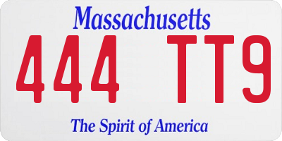 MA license plate 444TT9