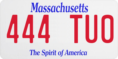 MA license plate 444TU0