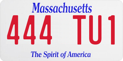 MA license plate 444TU1