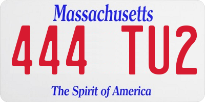 MA license plate 444TU2