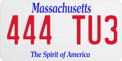 MA license plate 444TU3