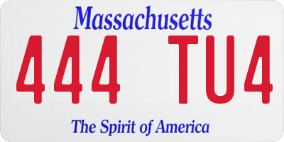 MA license plate 444TU4