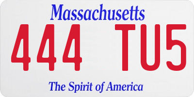 MA license plate 444TU5