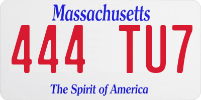 MA license plate 444TU7