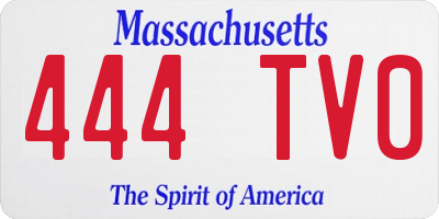 MA license plate 444TV0