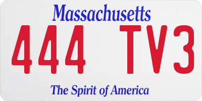 MA license plate 444TV3