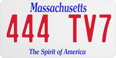 MA license plate 444TV7