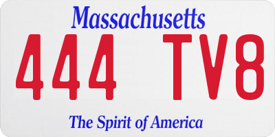 MA license plate 444TV8