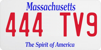 MA license plate 444TV9