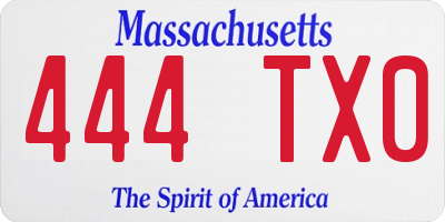 MA license plate 444TX0