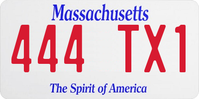 MA license plate 444TX1