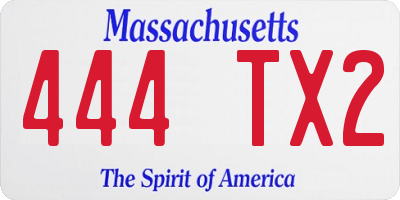 MA license plate 444TX2