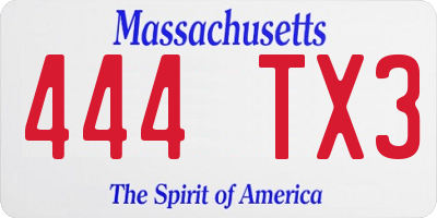 MA license plate 444TX3