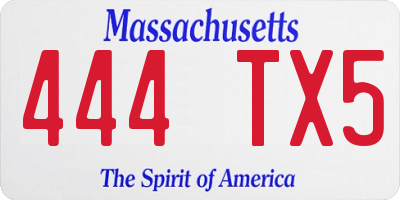 MA license plate 444TX5