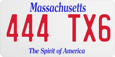 MA license plate 444TX6