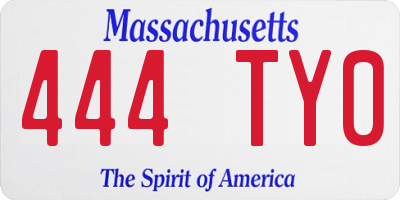 MA license plate 444TY0