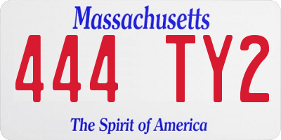 MA license plate 444TY2