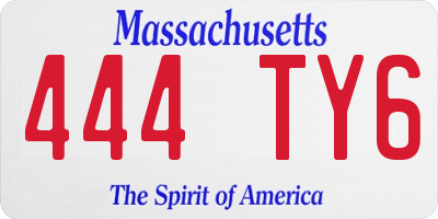 MA license plate 444TY6