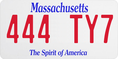 MA license plate 444TY7