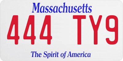 MA license plate 444TY9