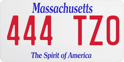 MA license plate 444TZ0