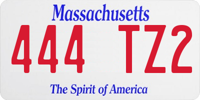 MA license plate 444TZ2
