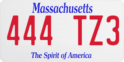 MA license plate 444TZ3