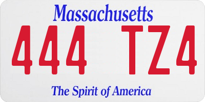 MA license plate 444TZ4