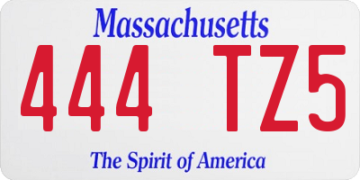 MA license plate 444TZ5