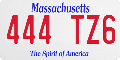 MA license plate 444TZ6