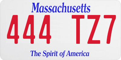 MA license plate 444TZ7