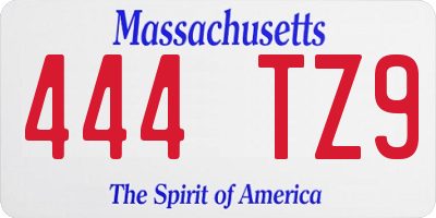 MA license plate 444TZ9
