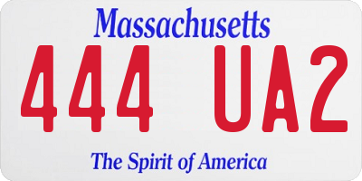 MA license plate 444UA2