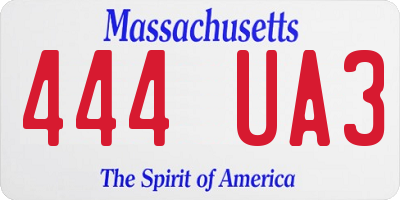 MA license plate 444UA3