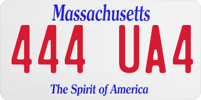 MA license plate 444UA4