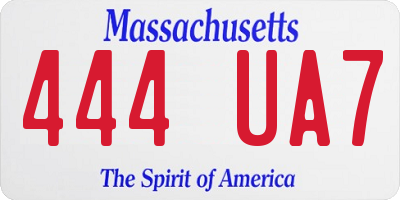 MA license plate 444UA7