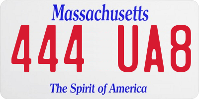 MA license plate 444UA8