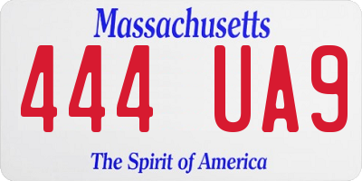 MA license plate 444UA9