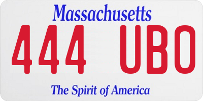 MA license plate 444UB0