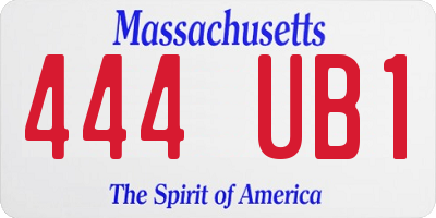MA license plate 444UB1
