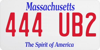 MA license plate 444UB2