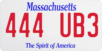 MA license plate 444UB3