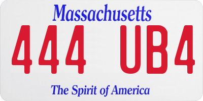 MA license plate 444UB4