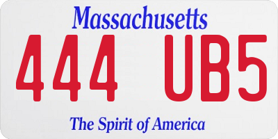 MA license plate 444UB5