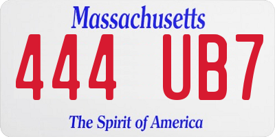 MA license plate 444UB7